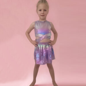 Blue Fluorescent Crop Cross over top and skirt