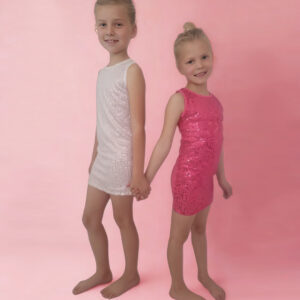 Pink & White Sleeveless Sequins dresses